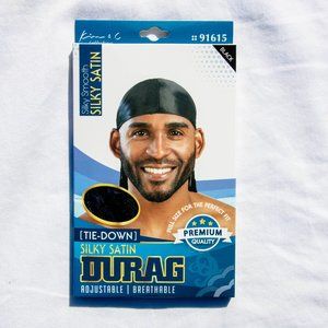 Black Silky Durag Waves Hair Curls Moisturize